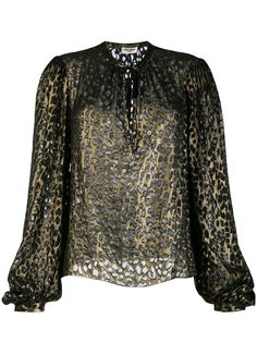 Saint Laurent леопардовая блузка с люрексом