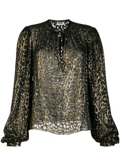 Saint Laurent леопардовая блузка с люрексом
