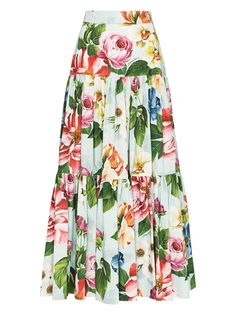 Dolce & Gabbana ярусная юбка макси с цветочным принтом