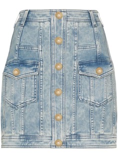 Balmain джинсовая юбка мини на пуговицах