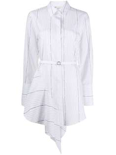 Off-White платье-рубашка мини асимметричного кроя в полоску