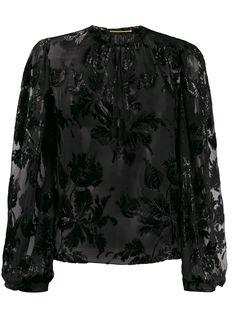 Saint Laurent блузка с цветочной вышивкой
