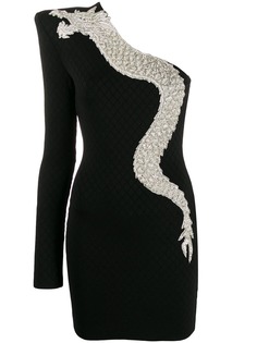 Balmain платье асимметричного кроя с бусинами