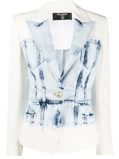 Balmain блейзер со вставками из денима