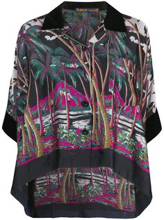 Sacai укороченная рубашка с принтом