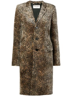 Saint Laurent пальто Chesterfield с леопардовым принтом