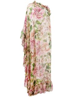 Dolce & Gabbana платье с одним рукавом и цветочным принтом