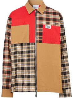 Burberry клетчатая рубашка в стиле колор-блок