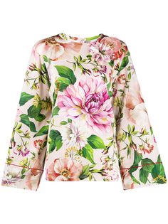 Dolce & Gabbana блузка с расклешенными рукавами и цветочным принтом