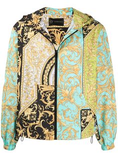 Versace куртка с капюшоном и принтом Barocco