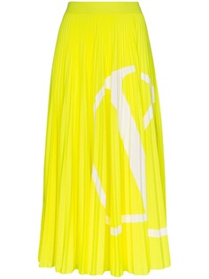 Valentino плиссированная юбка миди с логотипом Go Logo