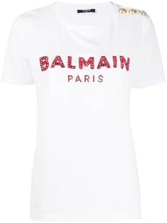 Balmain футболка с декорированным логотипом