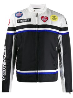 Versace байкерская куртка с нашивкой-логотипом