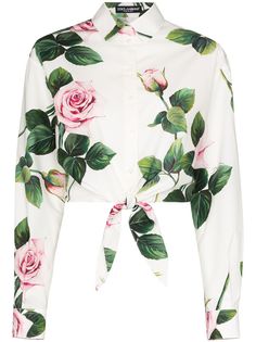Dolce & Gabbana рубашка с завязками и цветочным принтом