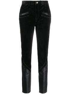 Saint Laurent брюки со вставками и заклепками