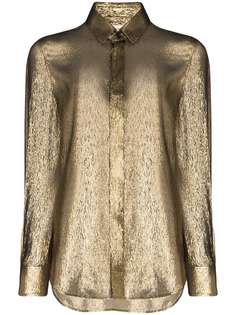 Saint Laurent рубашка из ткани ламе с длинными рукавами