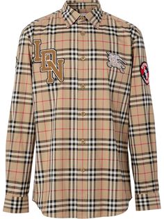 Burberry рубашка в клетку Vintage Check с логотипом