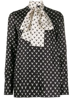 Valentino блузка с бантом и логотипом VLogo