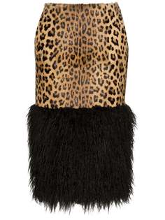 Saint Laurent леопардовая юбка-карандаш