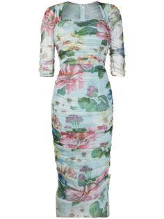 Dolce & Gabbana платье с драпировкой и цветочным принтом