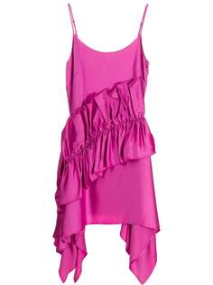 Christopher Kane атласное платье на бретелях с оборками