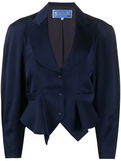 Thierry Mugler Pre-Owned блейзер 1980-х годов с драпировкой и заостренными лацканами