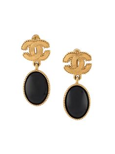 Chanel Pre-Owned серьги-подвески 1996-го года с логотипом CC