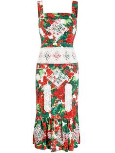 Dolce & Gabbana платье с принтом и кружевом