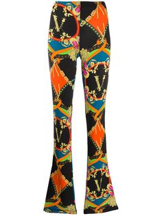 Versace расклешенные брюки с графичным принтом