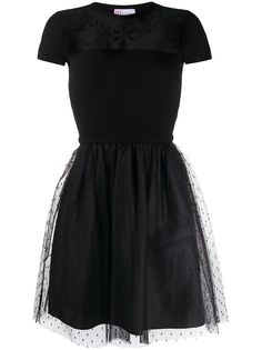 RedValentino расклешенное платье мини с сетчатой вставкой