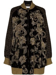 Saint Laurent декорированная куртка-бомбер