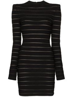 Balmain платье мини в полоску с логотипом