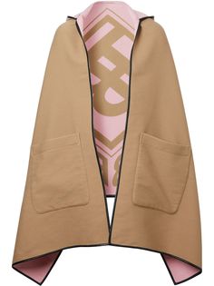 Burberry жаккардовый кейп с капюшоном и логотипом