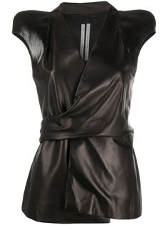 Rick Owens топ с запахом и контрастными плечами