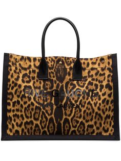 Saint Laurent сумка-тоут с логотипом и леопардовым принтом