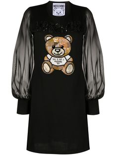 Moschino платье Teddy Bear с вышивкой