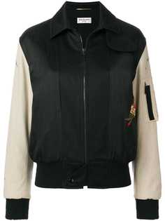 Saint Laurent куртка-бомбер с вышивкой