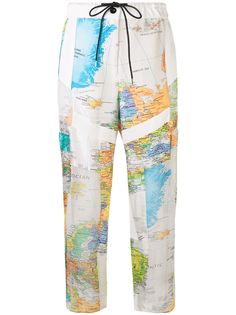 Sacai world map print trousers