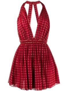 Saint Laurent платье мини с цветочной аппликацией