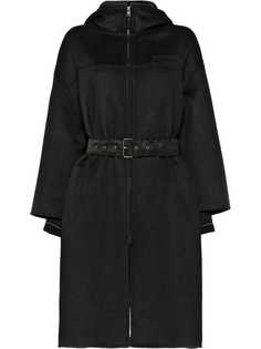 Prada пальто с капюшоном и поясом