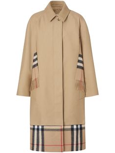 Burberry габардиновое пальто со вставками в клетку