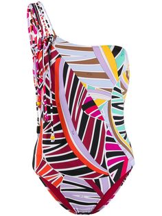 Emilio Pucci купальник на одно плечо с графичным принтом