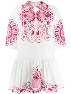 RedValentino платье с цветочной вышивкой и рукавами три четверти