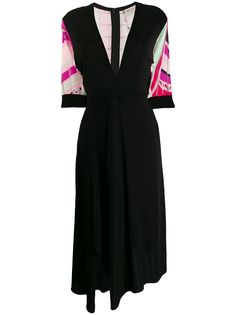 Emilio Pucci платье миди с принтом и глубоким V-образным вырезом