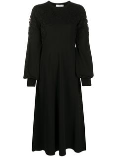 Valentino платье с длинным рукавами и кружевной отделкой