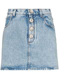 Alessandra Rich джинсовая юбка мини с декорированными пуговицами