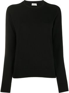 Saint Laurent кашемировый джемпер с круглым вырезом в рубчик