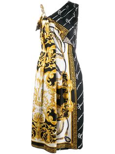 Versace платье асимметричного кроя с принтом Barocco