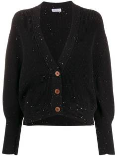 Brunello Cucinelli кардиган в рубчик с пайетками