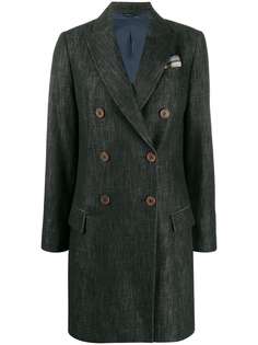 Brunello Cucinelli пальто из денима на двух пуговицах